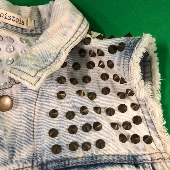 Pistola whitewashed denim studded vest - Picture 4 of 8